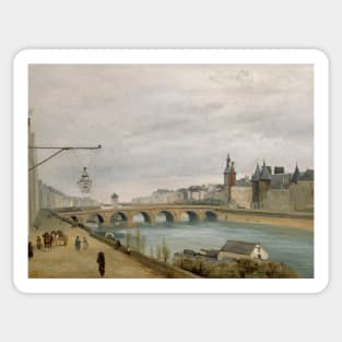 The Pont au Change, Seen from the Quai de Gesvres by Jean-Baptiste-Camille Corot Sticker